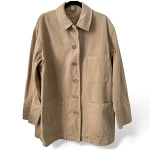 120% LINO Flannela 9WP‎ Utility Chore Coat Jacket Mens 48 Tan Khaki Made Italy